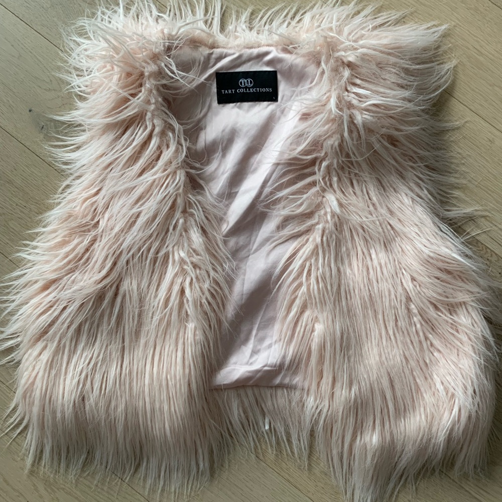 Tart Collections Girls Blush Pink Faux Fur Vest